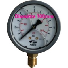 Manomètre radial Ø100 inox à glycérine