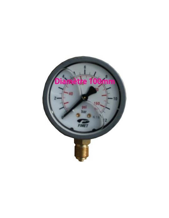 Manomètre radial Ø100 inox à glycérine