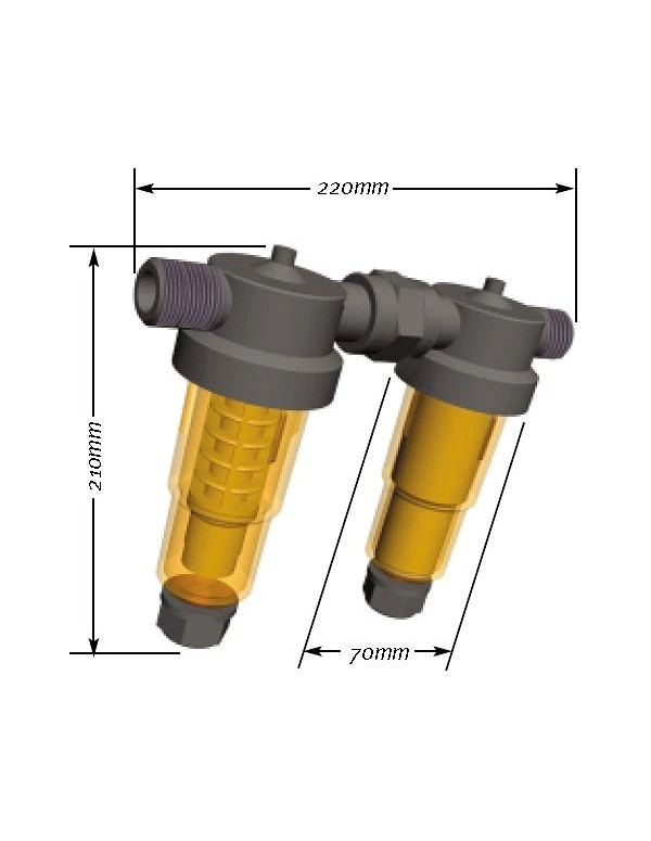 Dimensions Filtre duo anti-tartre au polyphosphate EUROPHOS