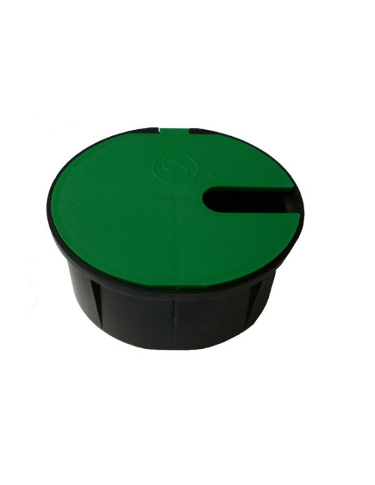 Bouche d'arrosage ronde enterrable avec vanne pour tuyaux d'arrosage 15 ou 19 mm trappe basculante verte