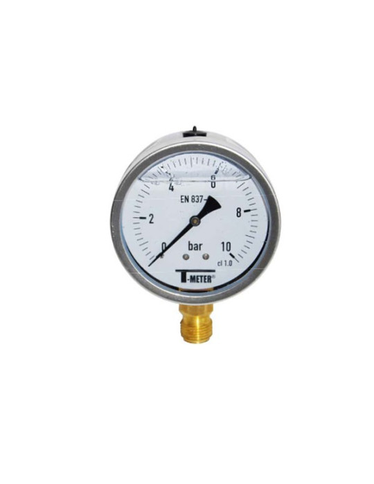 Manomètre radial boîtier inox Ø50 à bain de glycéryne