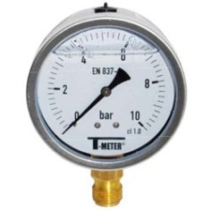 Manomètre radial boîtier inox Ø50 à bain de glycéryne