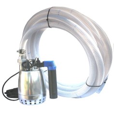 Kit pompe de relevage 0.45 Kw monophasé, particules 10 mm maxi avec tuyaux de refoulement 5, 10 ,ou 20m, raccord démontable inox