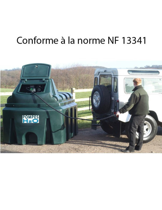 Cuve double paroi 2500L toute équipée pour la distribution de gasoil et GNR, avec pompe 60 l/min, pistolet, flexible 8m, filtre