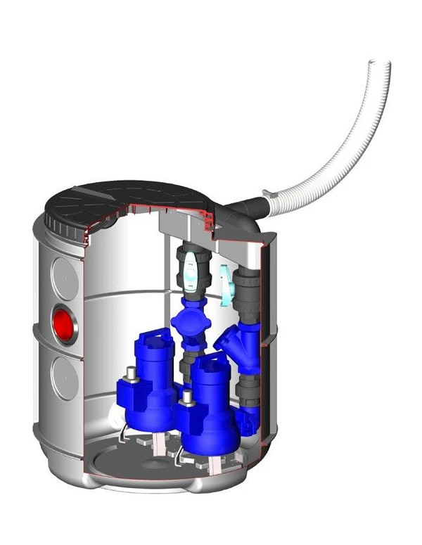 Station de relevage eaux chargées DRAIN'UP 2 pompes KSB Ama Porter 501 sur trépied