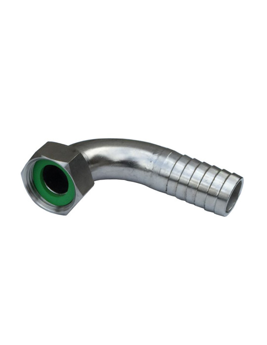 Raccord coudé embout cannelé long à écrou tournant inox 316