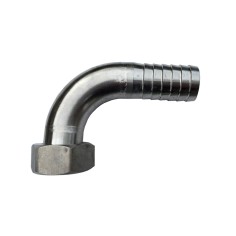 Raccord coudé embout cannelé long à écrou tournant inox 316
