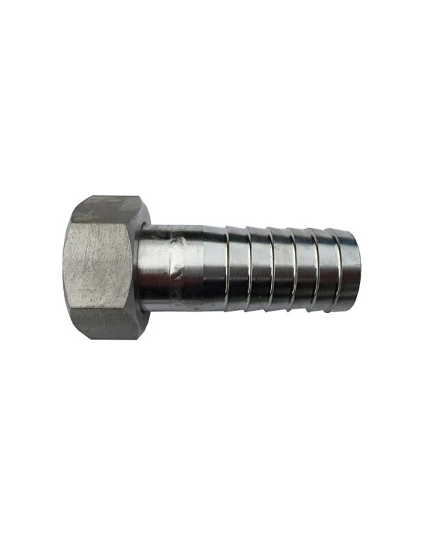 Raccord droit cannelé long à écrou tournant inox 316