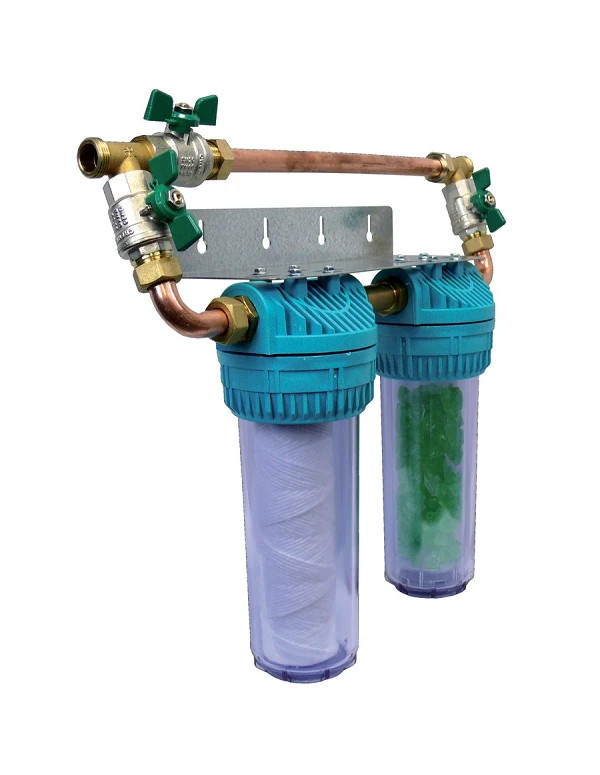 Filtre duplex anti-tartre AQUAPHOS Pro, traitement anti-tartre et anti-corrosion, et filtration des impuretées