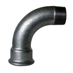 Coude à 90° grand rayon M/F en acier galvanisé