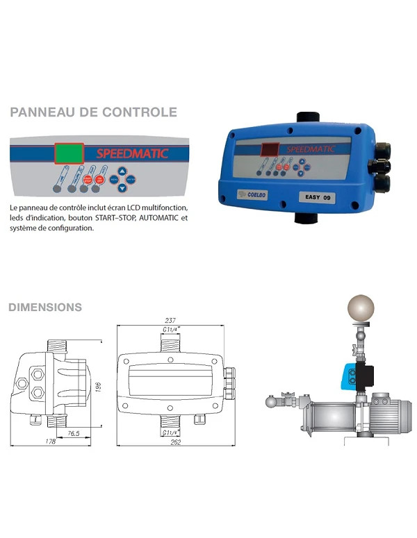 Variateur de vitesse pompe monophasé 230 V SPEEDMATIC EASY