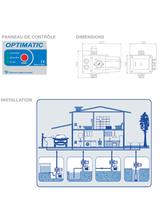 Gestionnaire électronique de contrôle et protection pompe mono (OPTIMATIC)