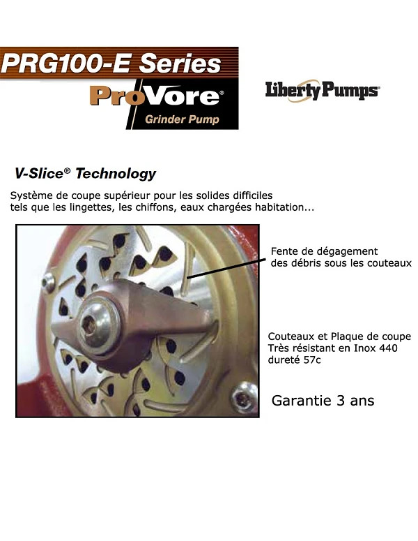 Pompe hacheuse Provore - couteaux et plaque de coupe inox 440 dureté 57c