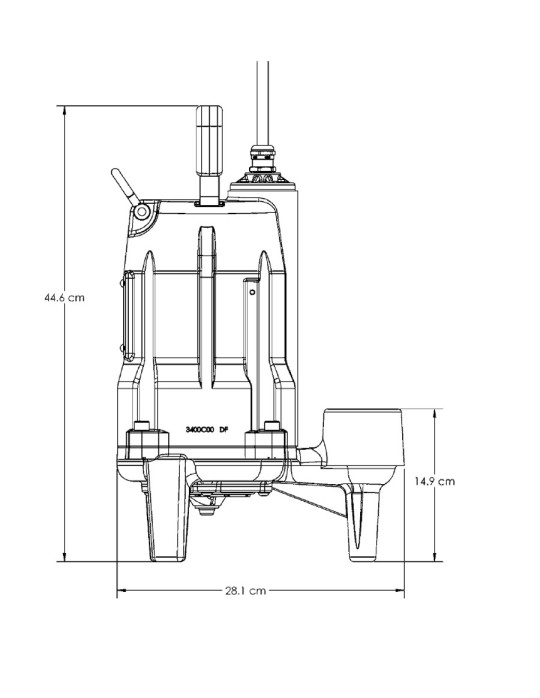 Pompe hacheuse Provore - Dimensions, encombrement (hauteur 44.6 cm, largeur 28.1 cm)