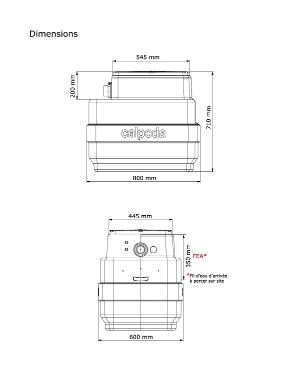 Dimensions de la station de relevage eaux chargées CAL 230 L