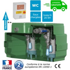 Station de relevage double pompe eaux chargées à roue vortex, CAL500
2GQSM 50-8 V2E et CAL500 2GQSM 50-13 V2E 2