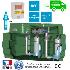 Station de relevage 2 pompes broyeuses monophasé pour les eaux chargées - Puissance 1.50 Kw