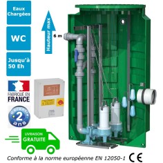 Station de relevage 2 pompes eaux chargées montées sur pieds d'assises et barres de guidages - CALIDOUBLE PA 8
