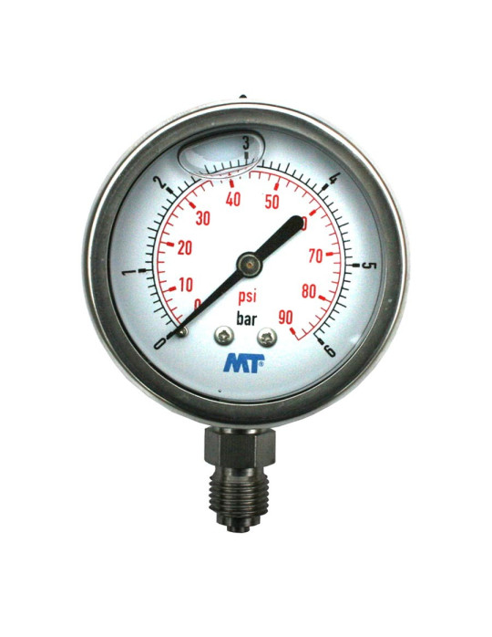 Manomètre radial Ø63 tout inox à glycérine
