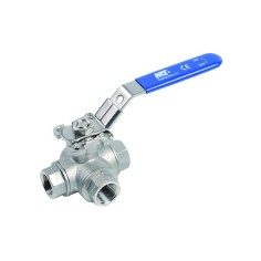 Vanne sphérique 3 voies inox 316 - Lumière en L