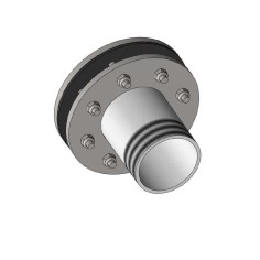 Passe cloison inox à bride avec embout fileté mâle
