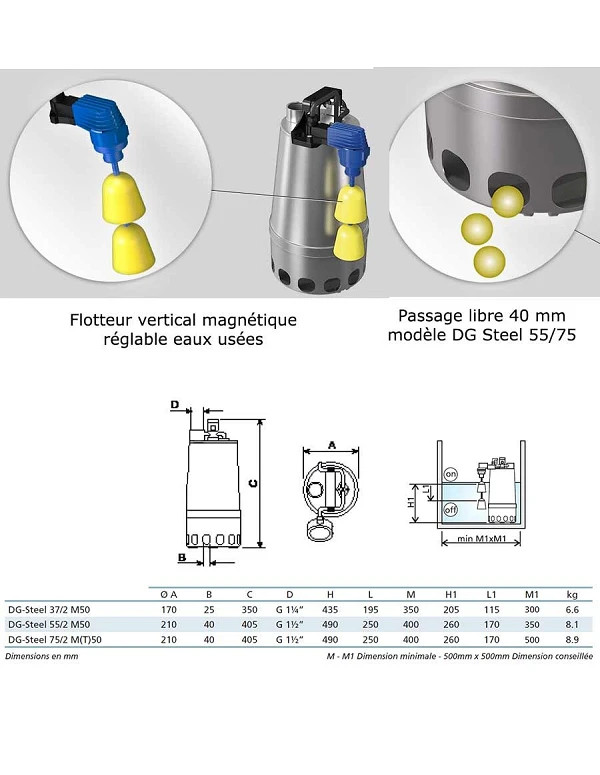 Pompe de relevage eaux usées domestique DG STEEL TCW