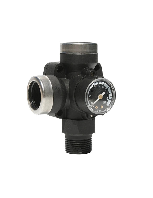 Clapet anti-retour 4 voies avec manomètre intégré
