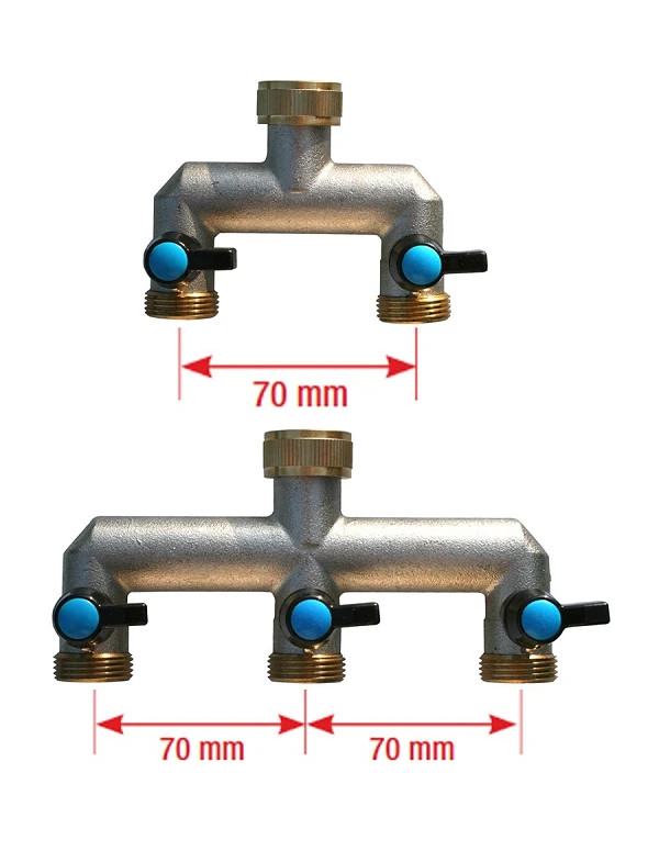 Nez de robinet Laiton avec répartiteur deux sorties 3/4"