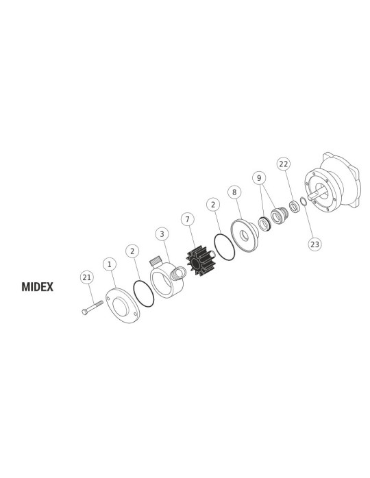 Vue éclatée pompe Liverani EP MIDEX