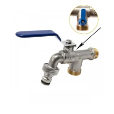 Robinet de jardin Laiton double sortie 1/2" x 3/4" x 3/4"