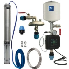 Kit pompe forage inox 4SM 35 équipée + kit variateur vitesse (1.5 à 3.5 m3/h)