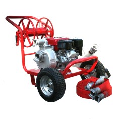 Motopompe incendie HONDA 5.5 CV sur chariot avec dévidoir tuyaux