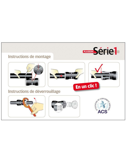 Manchon enquelicatble Plasson tube PE - DN20 à DN65