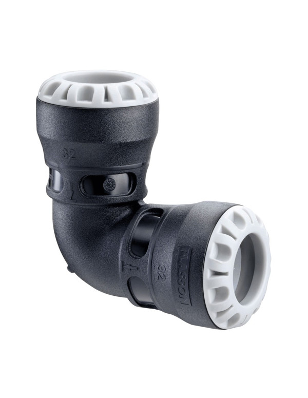 Coude égal à 90°C encliquetable Plasson tube PE - DN20 à DN63