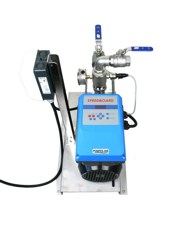 Pompe à vitesse variable sur socle inox pour la surpression d'eau sanitaire, habitation, collectivités, débit de 0 à 14 m3/h