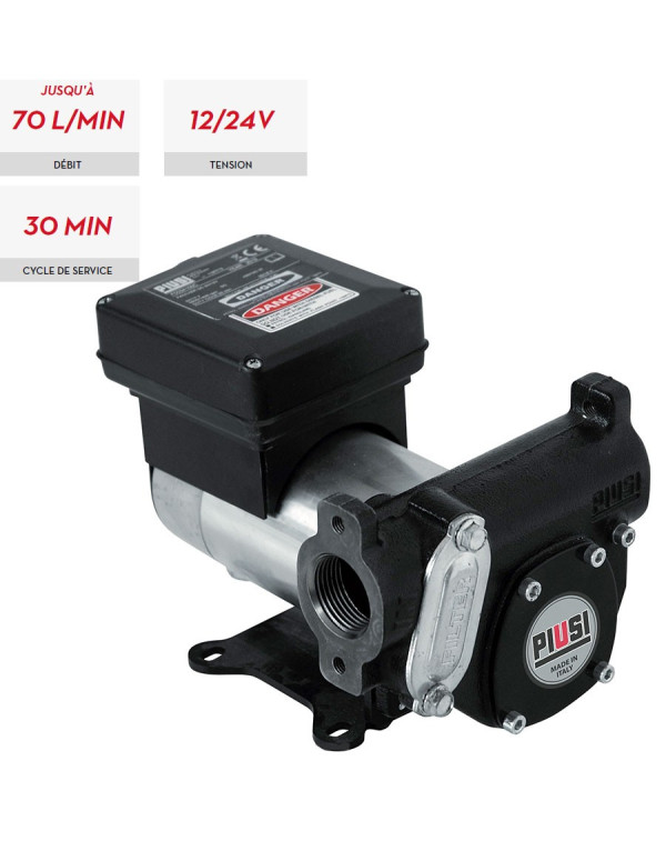 Pompe de transfert gasoil PANTHER DC 24/12 V DC - Utilisable en 24V (Débit 70 l/min) et 12V (Débit 35 l/min)