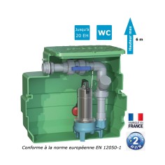 Pump station 1 pump vortex impeller (0.55kw - 230V) tank 230L