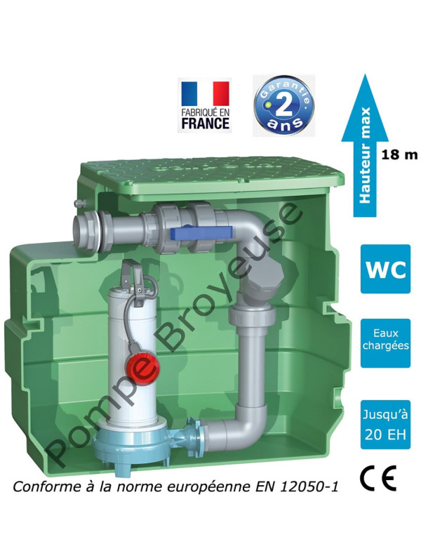 Station de relevage avec pompe broyeuse Calpeda GQGM 1.50 Kw