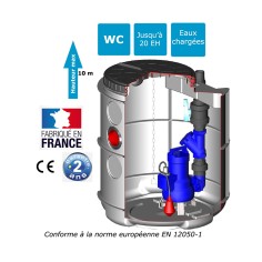 Station de relevage eaux chargées Sébico Drain'up avec pompe Ama Porter 501 puissance 0.75 Kw, pompe sur trépied