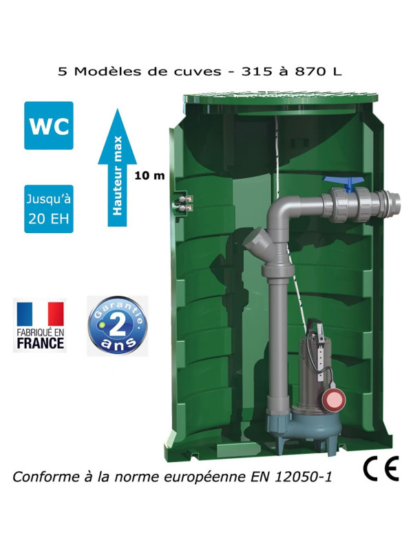 Pump station 1 pump vortex impeller (1.10kw - 230V)