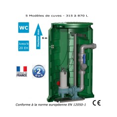 Station de relevage eaux chargées avec pieds d'assise et barres de guidage Calpeda Calidom GQVM 50-8 - 0.55 Kw monophasé