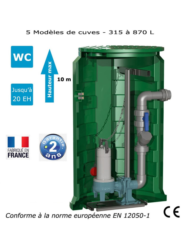 Station de relevage eaux chargées - Calpeda Calidom GQVM 50-13 - 1.10 Kw monophasé