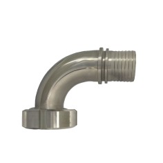 Coude DIN femelle à douille cannelé inox 316