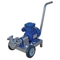Pompe inox 316 ATEX sur chariot, spécial liquides alimentaires, liquides chimiques