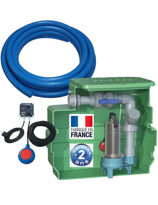 Pump station 1 pump vortex impeller (0.55kw - 230V) tank 230L