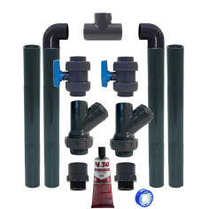 Ensemble de raccords PVC pression raccordement 2 pompes de relevages verticales