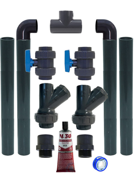 Ensemble de raccords PVC pression raccordement 2 pompes de relevages verticales
