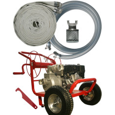 Motopompe essence inondation, relevage d'eau, eau de pluie, HONDA VAC 50 sur Chariot