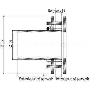 Passe cloison inox à bride avec embout fileté mâle
