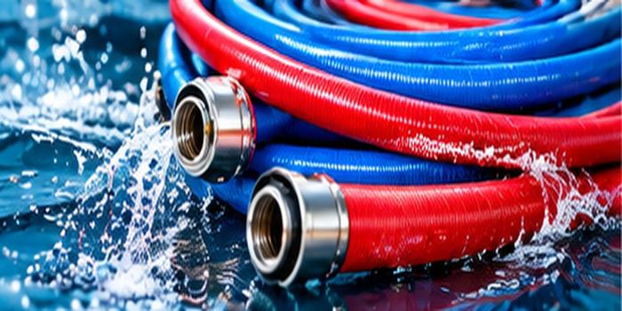 Flexibles rouges et bleus avec raccords en inox